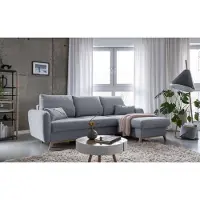 Miuform Scandic Lagom - Ecksofa mit Bettfunktion und Bettkasten L-FORM RECHTS - 235x157cm - Grau - Sofa Schlafsofa Couch