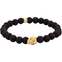 KUZZOI Armband 925 Sterling Silber Totenkopf in Gold | Gr.: 21 cm