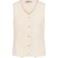 Cartoon Blusenkimono "Sommerweste mit Streifen", Damen, Gr. 34, bunt (nature, silber), Obermaterial: 53% Leinen LI. 45% Viskose CV. 2% Polyester PES., Blusen Blusenkimono