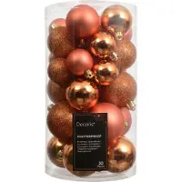 Christmas Decoration Weihnachtskugeln Kunststoff 4-6cm Mix 30er Set - Warmorange