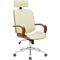 DELUKE Bürostuhl Chefsessel KINGO - 118x70x70, Walnuss/Creme | Kunstleder | Metall Gestell | ergonomische Bürostühle Homeoffice Stuhl mit Rollen