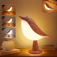 LAMON 15cm Braun Vogel LED Nachtlicht, USB -Ladung Nachttischlampe Tragbare Nachtlicht, Aromatherapie Diffusor, Kabellos Berührung dimmbar, Campinglampen