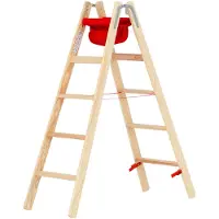 Hymer Holz-Stufenstehleiter, beidseitig begehbar, 2x5 Stufen