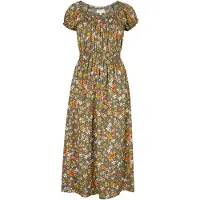 Apricot Midikleid "Milkmaid Ditsy Midi Dress" mit Smokdetails