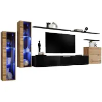 Meublorama AM-SWITCH 11-WTS SW 11*7C/89KG, 3 Regale, 4 Tür(en), Schwarz, Mitteldichte Faserplatte (MDF), 6 Schublade(n), 400 mm