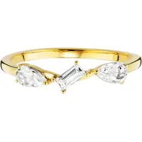 Cai Ring 925/- Sterling Silber Weißtopas weiß Glänzend 0,613 Gelb