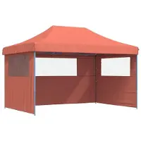vidaXL Partyzelt Faltbar Pop-Up mit 3 Seitenteilen Terrakotta