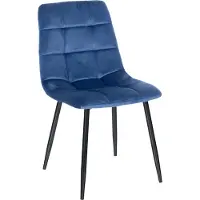 DELUKE Esszimmerstuhl VOUL - Blau, Samt | Gesteppter Polsterstuhl | Küchenstuhl mit Bodenschonern | Esszimmerstühle Stuhl Küche