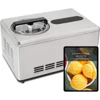 KLAMER 2-in-1 Eismaschine & Joghurtbereiter 2 L, 220 W Eiscrememaschine aus Edelstahl mit Kühl- und Heizfunktion, hausgemachtes Speiseeis mit selbstkühlendem Kompressor, inkl. Konsistenzsteuerung