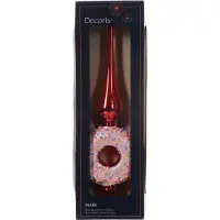 Christmas Decoration Christbaumspitze Glas Donut 31cm Rot Rosa