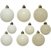 Christmas Decoration Weihnachtskugeln Kunststoff Mix 4-6cm 30er Set - Wollweiß