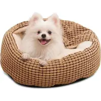 OEM Runder Fleece Hundebett mit Kapuze, waschbar, bis 20 Pfund, antirutsch