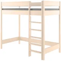 Lukdom Hochbett 180x80 Kinderbett mit Rausfallschutz & Lattenrost naturbelassen 80 x 180 für Mädchen und Jungen Massivholz Kiefer und MDF Möbelplatte,