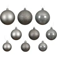 Christmas Decoration Weihnachtskugeln Kunststoff 4-6cm Mix 30er Set - Zart Grau