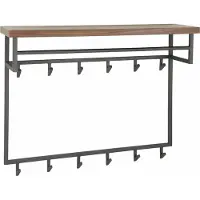 KAWOLA Garderobe ADELIA Nussbaum Metall Hutablage 12 Haken grau