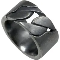 Cai Ring 925/- Sterling Silber ohne Stein Geschwärzt Weiß