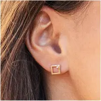 Cai Ohrstecker 925/- Sterling Silber Zirkonia weiß 7mm rotvergoldet CAI Rot
