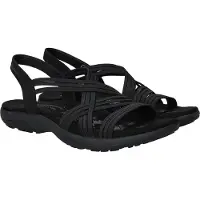SKECHERS Reggae Slim - Simply Stretch Sandalen Plat - Zwart - Maat 36