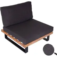 Mendler Lounge-Sessel HWC-H54, Garten-Sessel, Spun Poly Akazie Holz - Aluminium hellbraun, Polster dunkelgrau