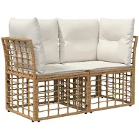 vidaXL Outdoor-Lounge 2 pcs Natürlich und Cremweiß Poly-Rattan