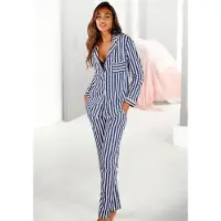 H.I.S. Pyjama Set, 2 tlg. in klassischem Schnitt mit Streifenmuster