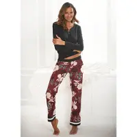 s.Oliver Pyjama Set, 2 im Blumen-Dessin mit Streifen-Details