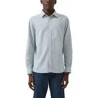 s.Oliver Langarmhemd , Herren, Gr. XL, N-Gr, grau (blau), Web, Obermaterial: 55% Leinen, 45% Baumwolle, unifarben, regular fit normal, ohne Ausschnitt, Manschette, Hemden Langarmhemd, mit Manschetten