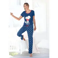 Peanuts Pyjama Set, 2 tlg. mit Snoopy-Druck und Pünktchen-Hose