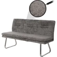 Mendler Sitzbank HWC-H70, Esszimmerbank Bank Polsterbank, Lehne Stoff/Textil Chenille Edelstahl gebürstet 160cm dunkelgrau