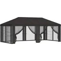 vidaXL Pavillon Dach mit Seitenwänden Anthrazit 600,5 x 300,5 cm