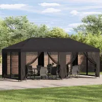vidaXL Möbel Pavillon mit Seitenwänden 6 x 3 m Anthrazit Polyester und StahlPavillons & Partyzelte - Pavillons & Partyzelte c193