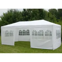 Huismerk Pavillon mit Seitenwänden 3 x 6 m Weiß