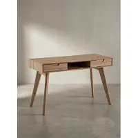 KADIMA DESIGN Computertisch mit 2 Schubladen und Eichen-Beinen | Bürotisch für Home Office Arbeit | Laptoptisch mit Staufach & Ablagefach | Skandinavisches Design Modern | 120x55x77 cm |
