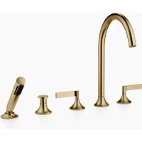 Dornbracht VAIA Wannen-Fünflochbatterie, Wannenrandmontage, automatische Umstellung, Hebelgriff, Ausladung 220mm, 27522819-39, Farbe: Dark Brass gebürstet