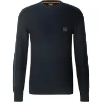 HUGO BOSS Strickpullover "Anion Cotton Cashmere" Rundhalsausschnitt, Regular Fit, BOSS-Label