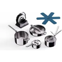 Joseph Joseph Space Steel Kochgeschirr-Set, Modell mit klappbarem Griff, Edelstahl, ideal für die Zubereitung von Mahlzeiten, hitzebeständig, einfache Lagerung und Reinigung