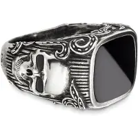 Cai Ring 925/- Sterling Silber Onyx schwarz Mattiert 3,500ct Silbergrau