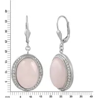 Zeeme Ohrhänger 925/- Sterling Silber Rosenquarz rosa 3,8cm Glänzend 16,0ct. ZEEme Weiß