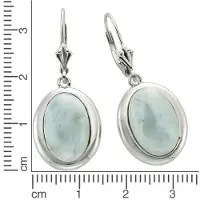 Zeeme Ohrhänger 925/- Sterling Silber Larimar hellblau 3,4cm Rhodiniert ZEEme Weiß