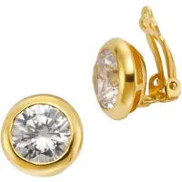 Firetti Ohrclip 925/- Sterling Silber Zirkonia weiß 1,5cm Glänzend 18,32ct. ZEEme Gelb
