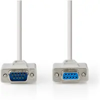 Nedis Serielles Kabel - D-SUB 9-Pin Stecker - D-SUB 9-Pin-Buchse - Vernickelt - 5.00 m - Rund - PVC - Elfenbein - Label
