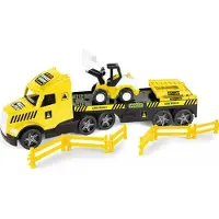 Wader Abschleppwagen mit Bulldozer und Sicherheitsbarrieren, 78 cm