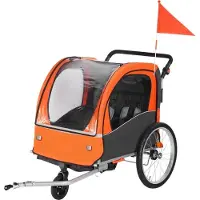 StarTech.com Kinderfahrradanhänger Doppelsitz - 45kg Tragkraft - 2-in-1 Kinderanhänger Buggy - Kinderwagen umbaubar - Faltbarer Fahrradanhänger - Fahrradkupplung-Zuggerät
