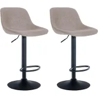 DELUKE 2er Set Barhocker HODOR - Stoff Taupe 43x49x79 cm | Barstuhl Höhenverstellbar Mit Lehne Drehbar Tresenhocker Tresenstuhl Kneipenhocker Kneipenstuhl