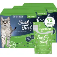 Lyra 72 x 85 g Lecker.Pet Surf'n'Turf Pouches Katzenfutter in feiner Sauce Nassfutter - 4 Sorten 72x85 Futter