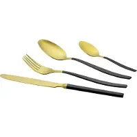 Echtwerk Tafelbesteck "Positano Due" - Gold/Black Edition, 24-teilig, für 6 Personen, Messer aus Klingenstahl