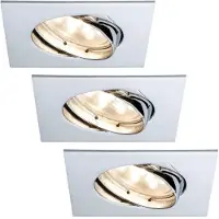 Paulmann Premium Einbauleuchten Set Coin klar eckig schwenkbar LED 3x6,8W 2700K 230V 51mm Chrom