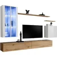 Meublorama AM-SWITCH 12-WWT SW 12*7C/99KG, 2 Regale, 5 Tür(en), Braun, Mitteldichte Faserplatte (MDF), 6 Schublade(n), 400 mm