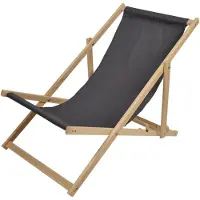 Woodok Liegestuhl Klappbar Holz - Strandstuhl aus Buchenholz bis 120kg, ohne Armlehne - 3-Stufige Rückenlehnenverstellung (Grau)
