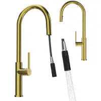 Granitan | PRATI - Küchenarmatur - Ausziehbarer Auslauf - Gold - Keramikkopf
